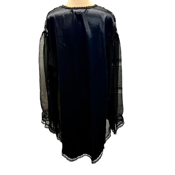 Vintage Intimate Attitudes Beaded Satin Lace Sleep Shirt 1X - Picture 5 of 13